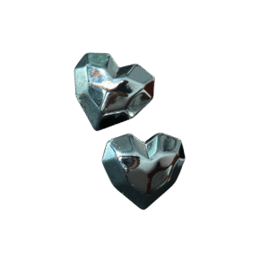 Black Metallic Heart Stud Earrings