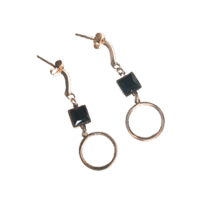 Black Stone Geometric Drop Earrings