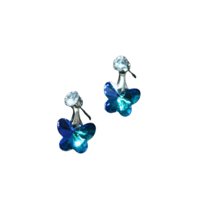 Blue Butterfly Crystal Stud Earrings