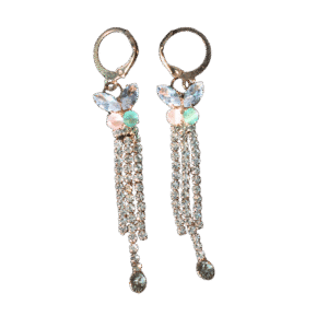 Crystal Dangle Earrings with Floral Accent