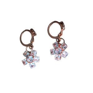 Crystal Floral Drop Hoop Earrings