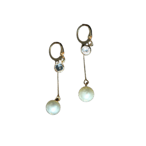 Crystal & Pearl Long Drop Earrings