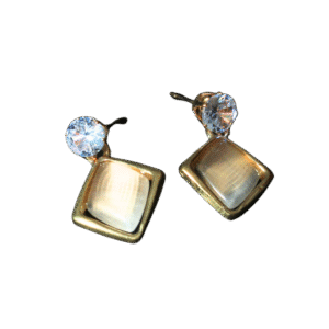 Crystal Top Square Stone Drop Earrings