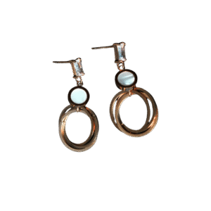 Dual Circle Drop Earrings with Pearl Accent