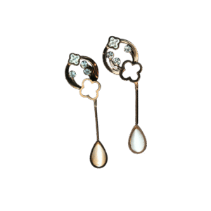 Floral Crystal Long Drop Earrings