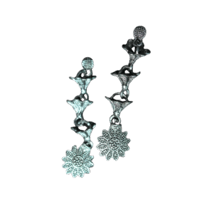 Oxidised Floral Drop Earrings
