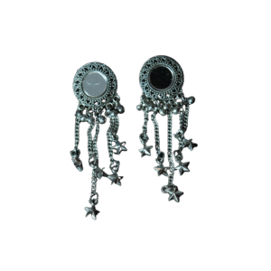 Oxidised Star Charm Dangle Earrings