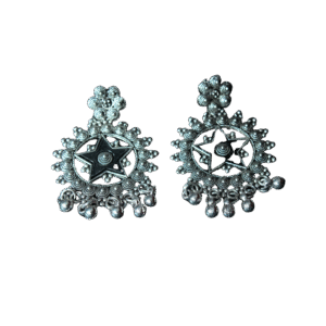 Oxidised Star Motif Earrings with Beads