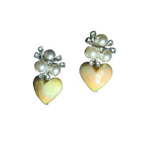 Pearl Cluster Heart Drop Earrings