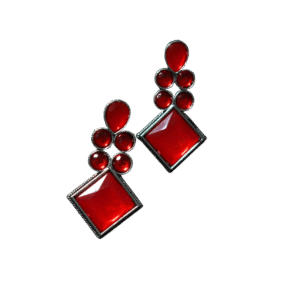 Red Geometric Drop Earrings