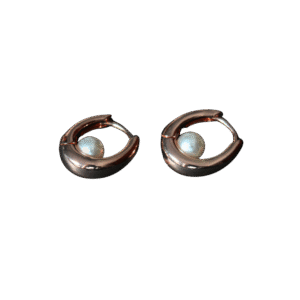 Rose Gold Hoop Earrings with Pearl Accent
