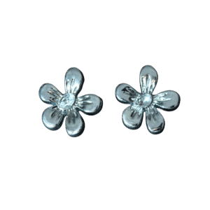 Silver-Tone Floral Stud Earrings
