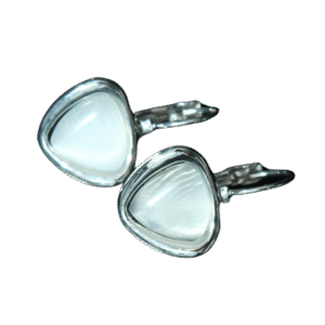 Silver-Tone Triangular Stone Stud Earrings